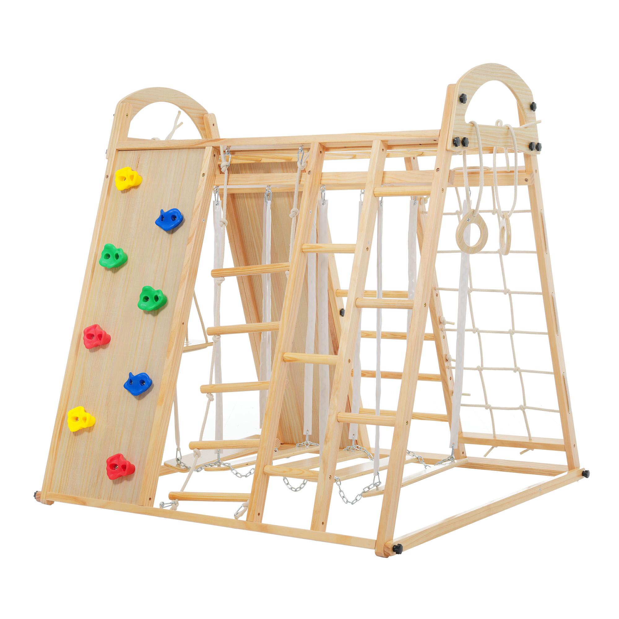 OSJ ジャングルジム 天然木 すべり台 滑り台 折りたたみ 耐荷重50kg コンパクト 多機能 木製 屋内 室内用 大型遊具 室内遊具 キッズ 子供 誕生日プレゼント おもちゃ